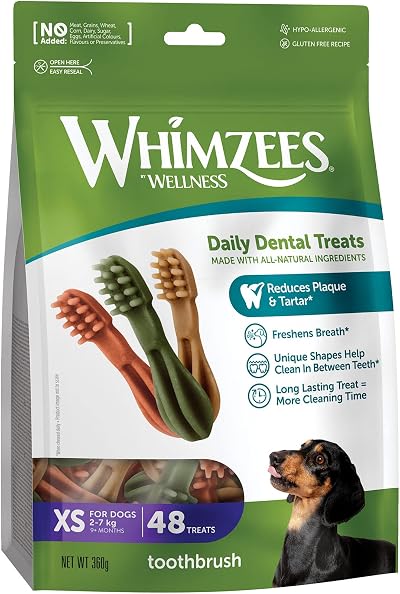 WHIMZEES Toothbrush XS 48 Pieces Dog Dental Stix Extra Small