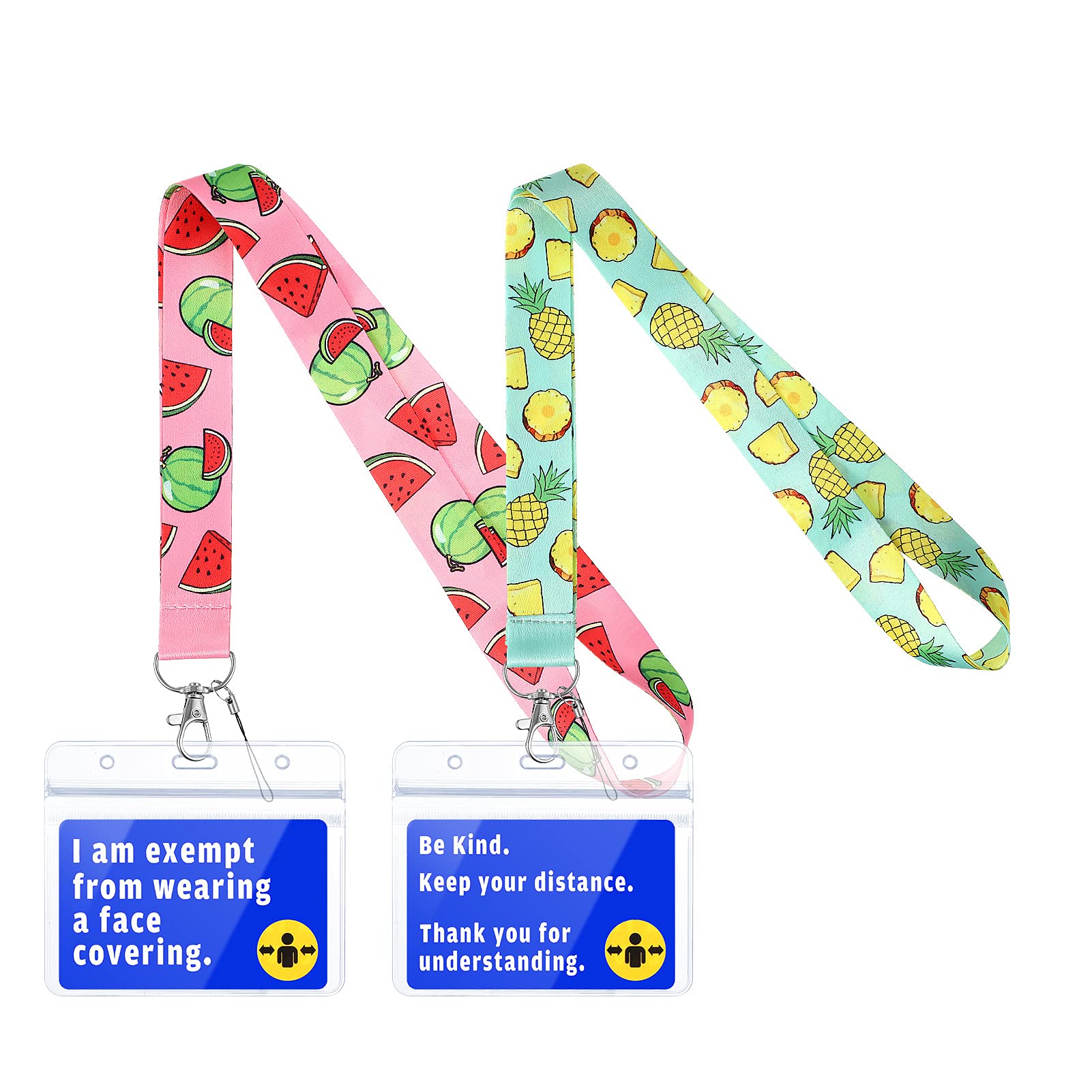 2 Pack Exemption Lanyards with Cards & Card Holders Face Covering Exemption Card and Lanyard Travel Bus Car Exempt Lanyards Exemption Lanyard Card Holder for Travel Shopping School Office