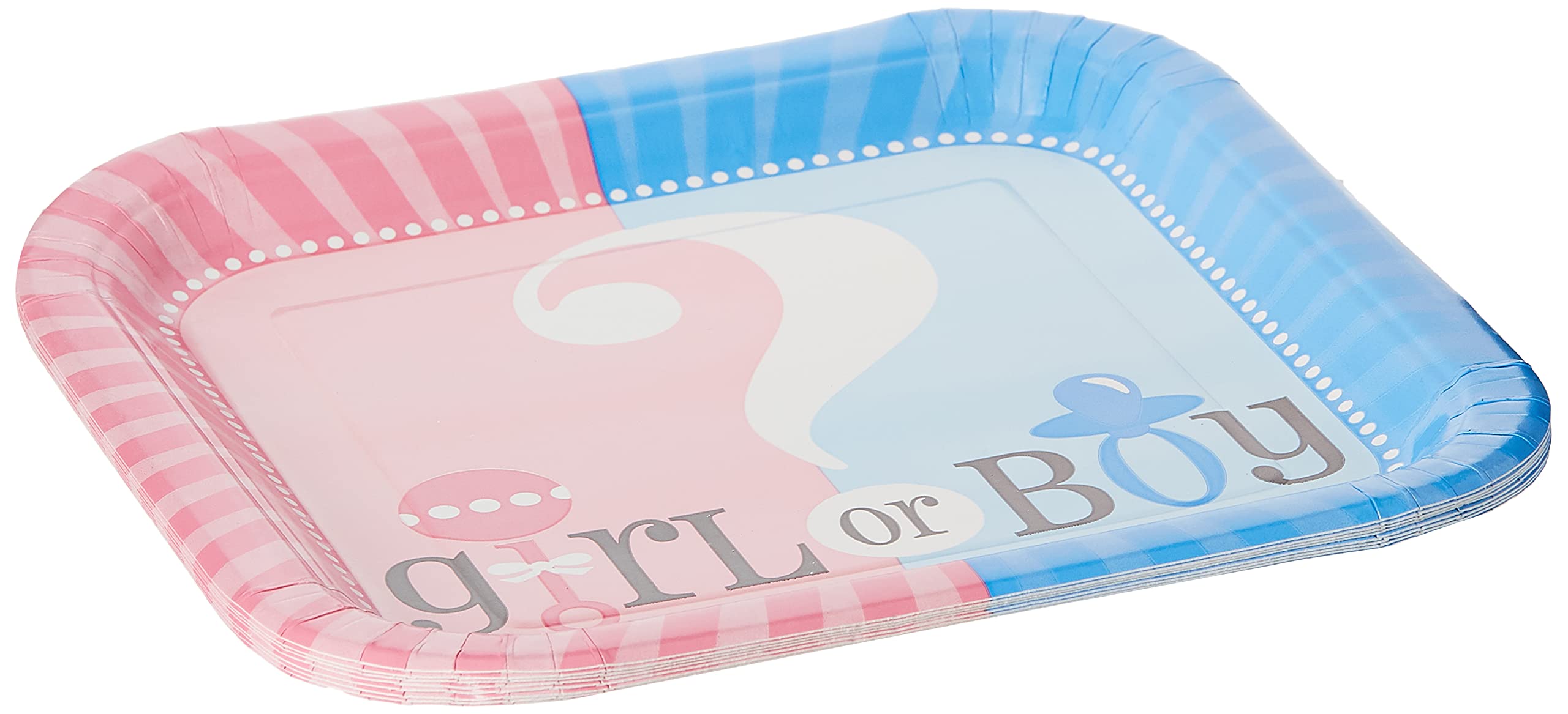 Unique Party 47385 - 23cm Square Gender Reveal Baby Shower Party Plates, Pack of 8 โ image 1