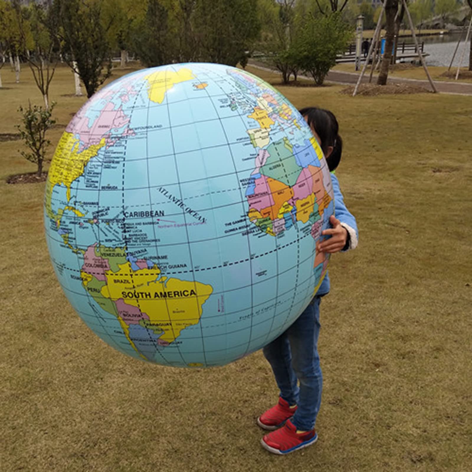 Photo 1 of SWR 36 Inch PVC Inflatable World Globe, Blue - Educational Toy for Children and Adults