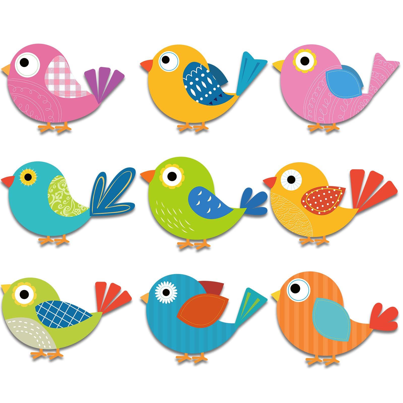 Photo 1 of 45 Pieces Boho Birds Cutouts Decoration, Colorful Bird Paper Cutouts Boho Spring Classroom Decor with Glue Point Dots for Bulletin Board School Springtime Birthday Party Supply