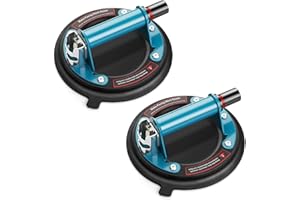 Gotsblock 2 Pack Glass Suction Cups with Metal Handle - 8" Heavy Duty Vacuum Suction Cup to Lift Large Glass - Hand-held Panel Lifter for Granite, Tile - 275 lbs Load Capacity