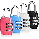 KLEBREIS 4PCS Luggage Locks 3 Digit Combination Padlock Mini Travel Resettable Code Lock Outdoor Weatherproof Locks for Suitc