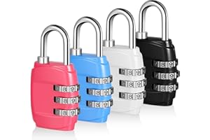 KLEBREIS 4PCS Luggage Locks 3 Digit Combination Padlock Mini Travel Resettable Code Lock Outdoor Weatherproof Locks for Suitc