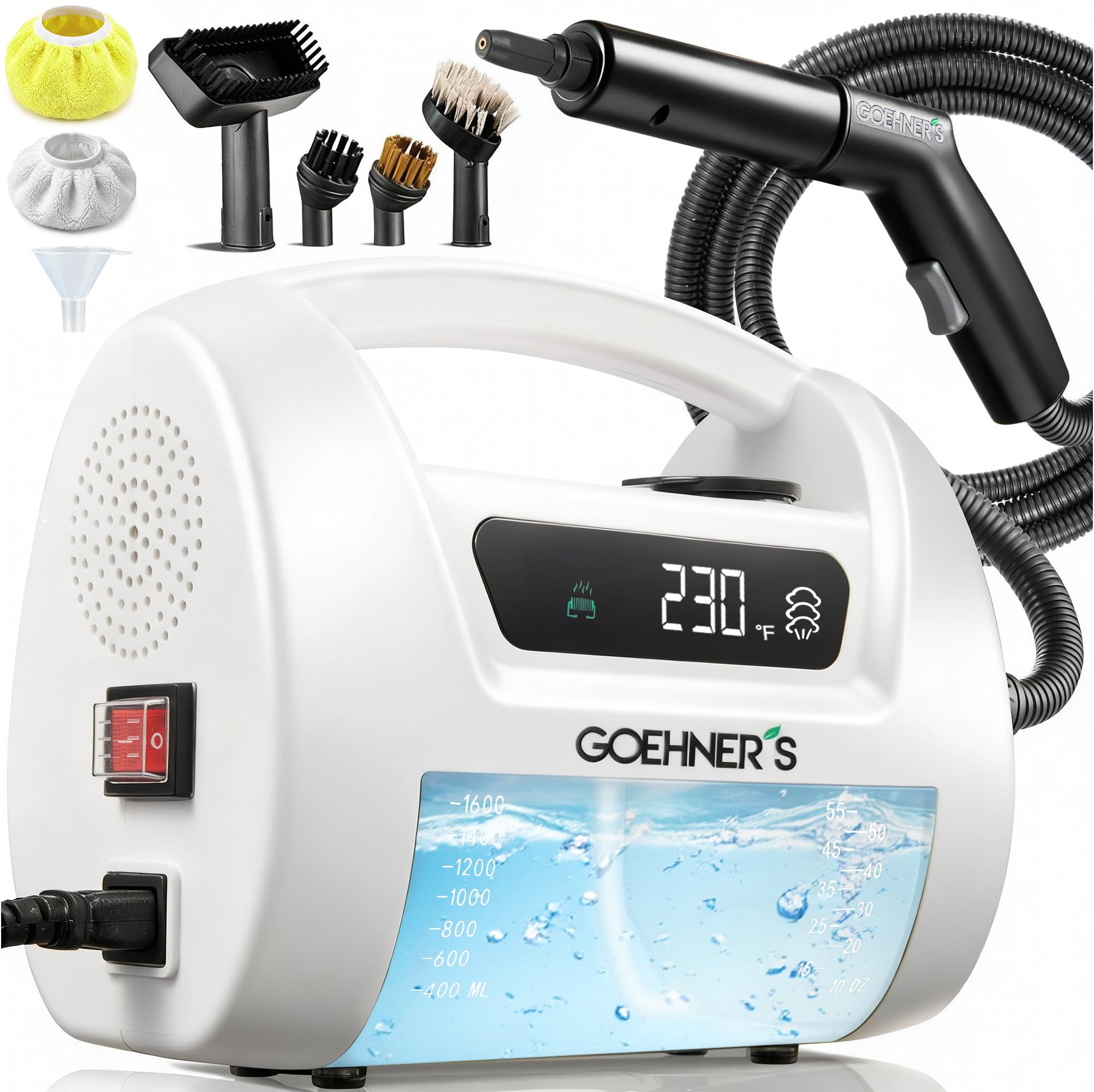 Photo 1 of 2026 Upgraded Handheld Steam Cleaner for Home & Car, 230°F/3.5 Bar High-Pressure Portable Hand Held Steamer, 30s Heat-Up, Chemical-Free Deep Cleaning for Car Detailing Grout Bathroom Kitchen-White