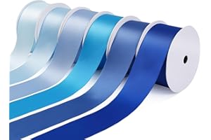 Yardinys Satin Ribbon 1-1/2 Inch Fabric Ribbon, Blue Ribbon Assortment Double Faced Ribbon for Gift Wrapping Flower Bouquet W