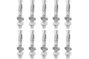 MECCANIXITY 10 Pcs Wedge Anchors, 3/8" x 3" Stainless Steel Concrete Anchors Bolts, Heavy Duty Standard Fastener for Cement W