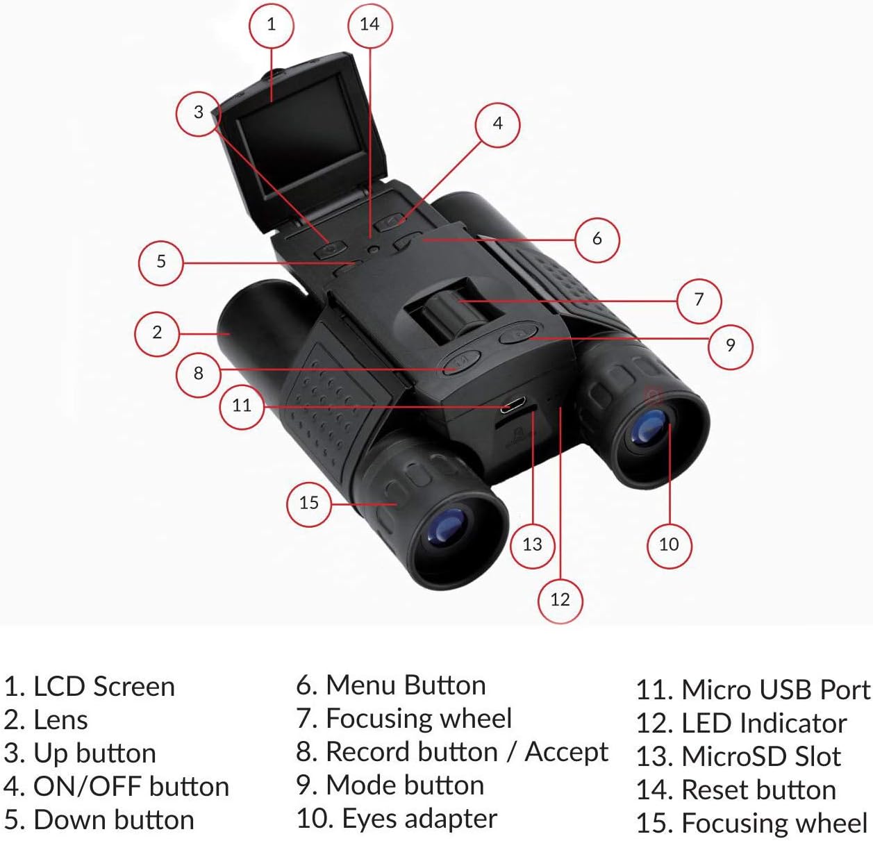 Eoncore 1.5" LCD Digital Binoculars Camera 10x25 5MP Video Photo Recorder Telescope with 8GB Memory Card for Bird Watching Football Game Concert: Sports & Outdoors
