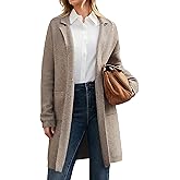 GRACE KARIN Women Long Sweater Blazers, 2025 Open Front Knit Cardigan, Dressy Soft Lapel Jacket with Pockets