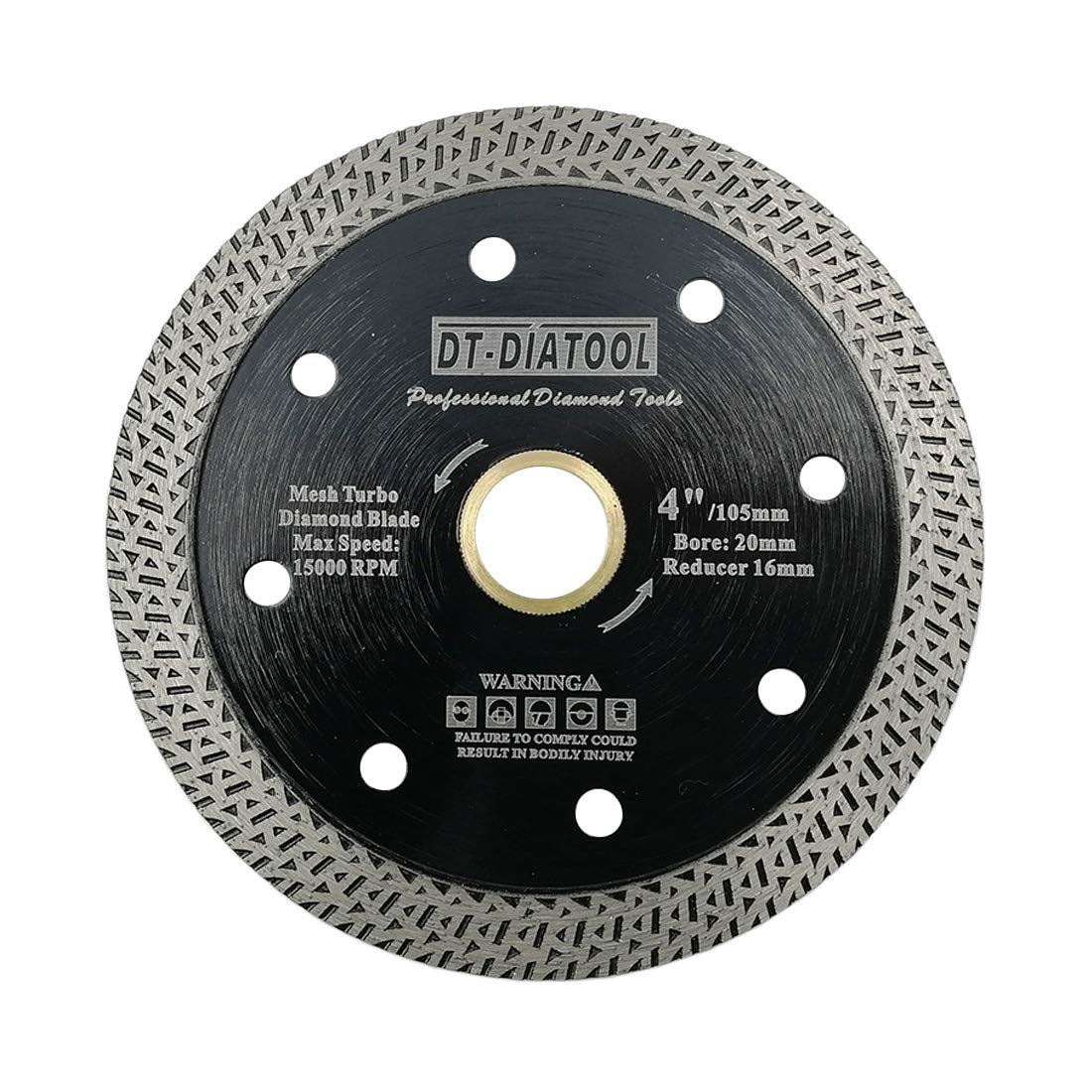 DT-DIATOOL Diamond Disc 4 Inch / 105mm Cutting Disc with Mesh Turbo for Porcelain Tile Marble Ceramic Granite — image 1