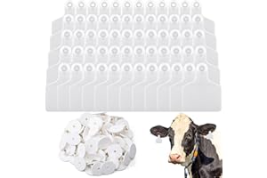 Lothee 100 Pcs Blank Cattle Ear Tags Large Plastic Precision Animal Identification Blank Livestock Ear Tags for Cattle Cow Horse Dog Pig Goat Sheep Farm Management(White)