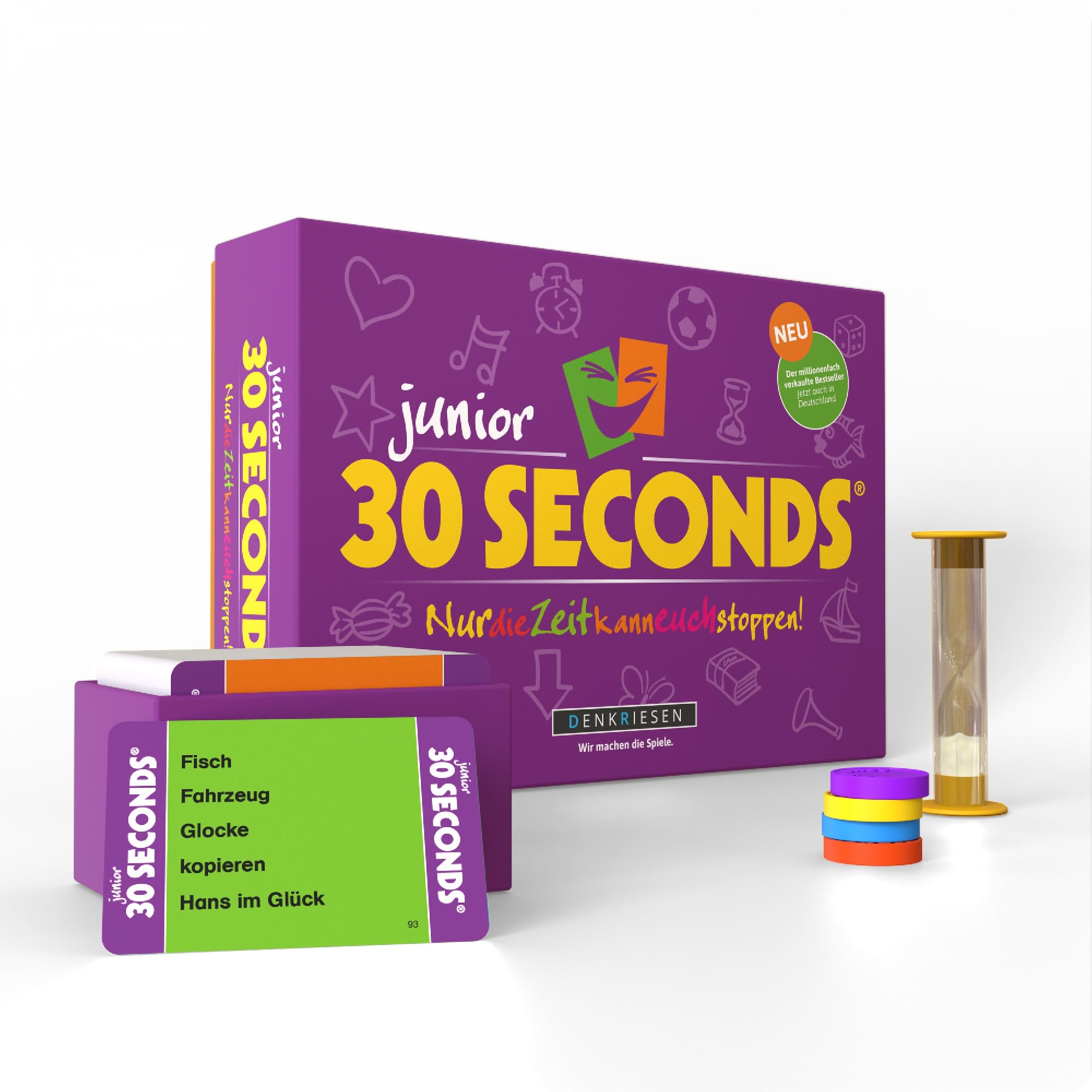 DENKRIESEN 30 Seconds® Junior - Only time can stop you - Ages 7+ - 3+ players - Party games for the whole family - Family games - 16+ players possible - German Game