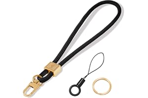 Fishent Keychain Wristlet lanyard, Cute Key Chain Holder, Upgraded Woven Wrist Lanyard for Keys, Wristlet Strap KeyChain for Women Men Car Keys ID Badges Card Wallet Phone (Black)