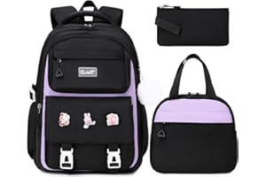 GeeWin Backpack for Girls, Bookbags School Bag for Teens Girls Kids Children Women Elementary Middle School Student, Waterproof Stylish Girl Backpack Travel Backpacks Laptop Backpack (Purple Black)