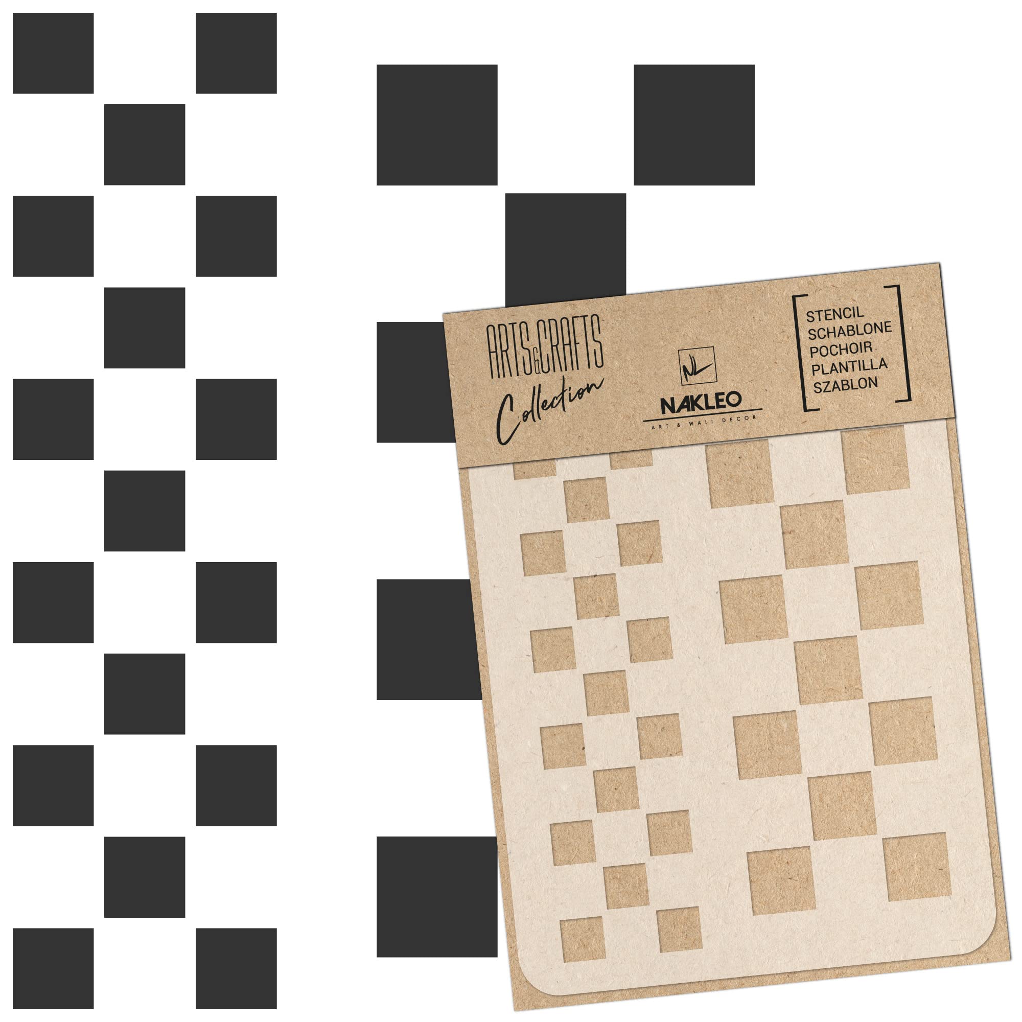 NAKLEO Painting Stencil for Crafts A5 15x21cm, Chessboard Square Retro Pattern, Reusable Plastic DIY & Scrapbooking Drawing Template, Decoupage Art Home Decor, Wall Wood Fabric Furniture
