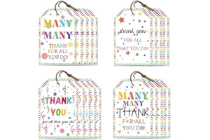 CRAFTYMELODY 80Pcs Thank You Tags with String 4 Style Thank You Gratitude Hanging Labels Name Tags 2×3 Inch for Wedding Brida