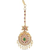 TARINIKA Antique Gold Maang Tikka Indian Headpiece Jewelry for Wedding & Festive Occasions | CZ Stone & Brass Alloy | Traditional Hair Accessories for Women