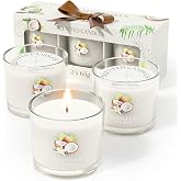 CHILLFLAME Coconut Candle, Scented Candles Gifts for Women, Candles Gift Set for Her, 3 Scented Votive Candles, Birthday Gifts for Women/Men (White, 7 oz)
