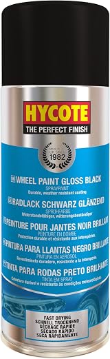 Hycote Gloss Black Aerosol Wheel Spray Paint 400ml Fast Drying Plastic Metal
