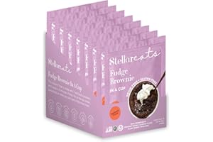 Stellar Eats Grain-Free Fudge Brownie Instant Treat in a Cup | Single-Serve | 7g Protein | Gluten-Free, Dairy-Free, Plant-Based, Paleo-Friendly | Made with 7 Real Ingredients | 8 Pack