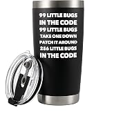 Panvola 99 Little Bugs In The Code Take One Down Tumbler 20oz Black | Gifts For Coders Funny Coding Mug Stainless Steel Vacuum Insulated Tumbler Removable Lid with Straw and Brush