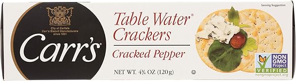 CARR’S TABLE WATER CRACKERS, CRACKED PEPPER, 4.25 OZ