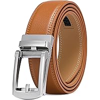 Purple Mens Adjustable Ratchet Slide Buckle Belt - Genuine Leather Automatic Belt With No Holes