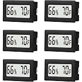 6 Pack Mini Small Digital Hygrometer Thermometer Indoor Temperature and Humidity Meter Gauge with Temp Humidity Sensor Monitor Fahrenheit (℉) for Jars,Home,Room