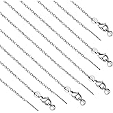 YOUBEIYEE 10pcs Adjustable Necklace Chains Bulk Stainless Steel Cable Chain for Jewelry Making with Silicone Slider Bead