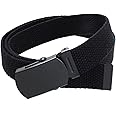 Proper Materials Kids Canvas Web Belt Flat Black Buckle/Tip Solid Color 44" Long 1" Wide - Cut Excess Length For Perfect Fit