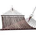 Lazy Daze Hammocks 10.5 FT Double 2 Person Caribbean Rope Hammock, Hand Woven Polyester Hammock with Spreader Bars for Outdoor Backyard Patio Poolside, 450 LBS Capacity, Brown
