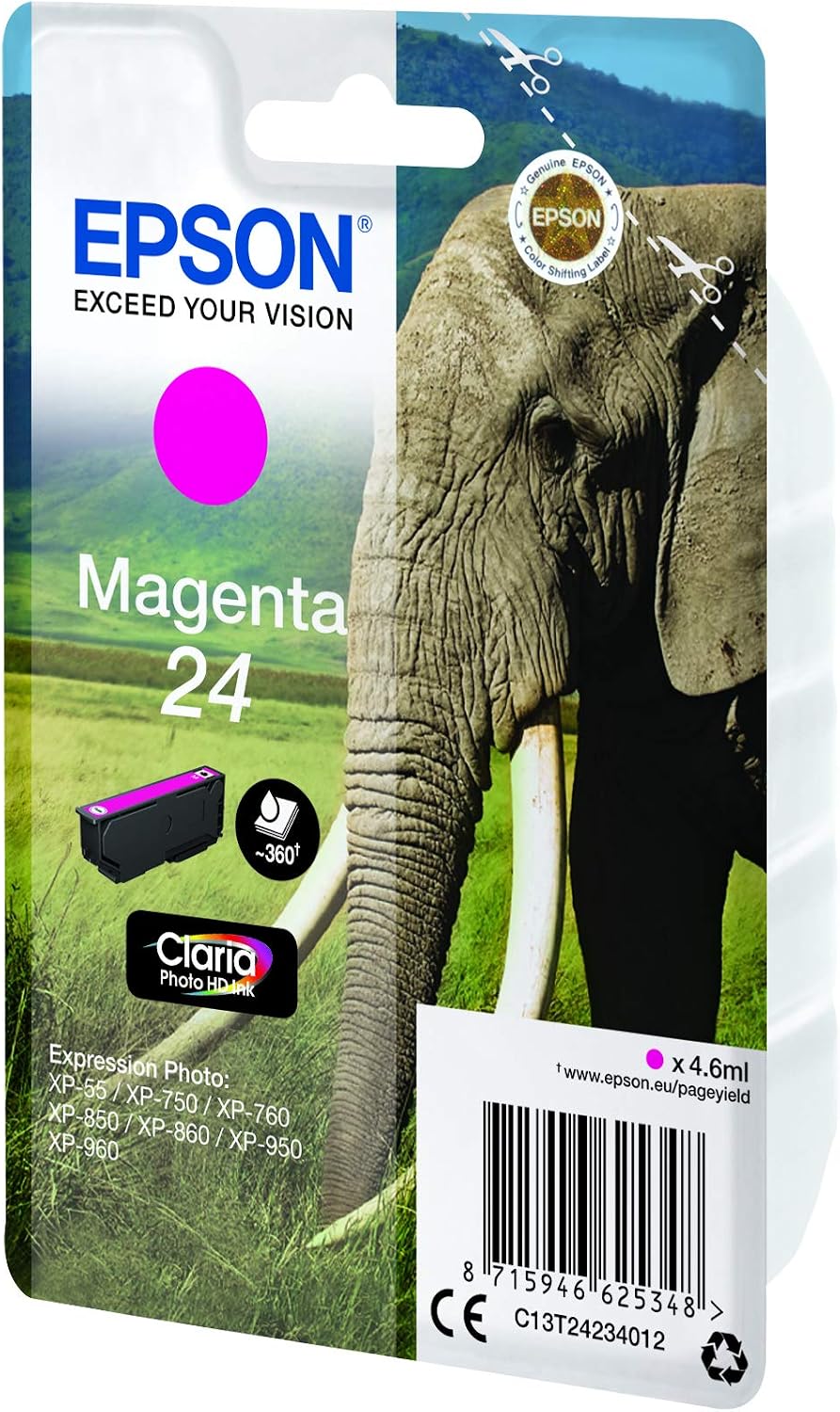 Epson 24 Magenta Elephant Genuine, Claria Photo HD Ink Cartridge, Standard - Image 5