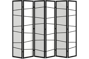 HOMCOM 5.6ft 6 Panel Room Divider, Folding Wood Privacy Screen, Freestanding Wall Partition Divider, White