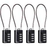 SEPOX&reg; 4PK Metal Combo Padlock, Resettable 4-Digit, Extra Long Cable 7 Inch | Compact Design for Suitcase Gym Locker Toolbox, Set Your Own Password, Combination lock w/ Vinyl Steel Flexible Cable Durable