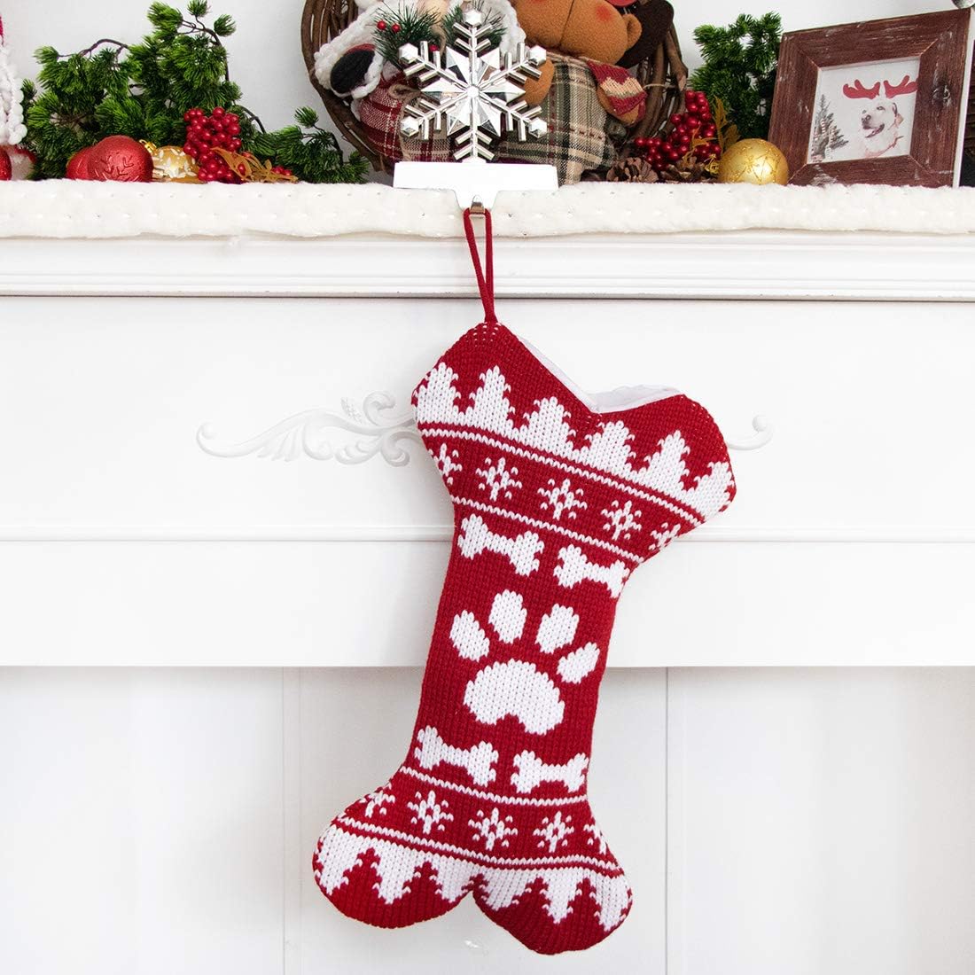 Stockings & Holders - Beyond Your Thoughts New Knitted Dog Christmas Stockings for Pets Extra Large Ornament Decorations for Family Holiday Season Decor Christmas Bags-Christmas Parent-Child Cute Bone One Claw (1 Pack)