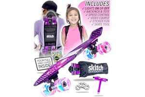 SKITCH Skateboards for Kids, Teens and Adults | Premium Skateboard Gift Set for Beginners and Pros Complete with Mini Cruiser Board + Skateboard Backpack + Video Course + Speed Control + Skate Tool