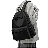 WEPOET Classic Large Black Backpack For Women,Waterproof High School Bookbag,Lightweight Casual Travel Daypack,College Backpack Men,Middle School Bag For Girls Boys