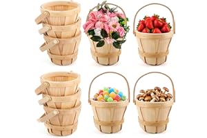 Gpaentsn 10 Pack Mini Handwoven Wooden Apple Baskets - 5.12 Inch Natural Rustic Fruit Picking Baskets, DIY Craft Bulk for Party Decor, Easter Egg Hunt, Wedding Centerpiece, Farmhouse Display
