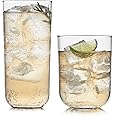 Libbey Polaris Tumbler and Rocks Glass Set, Elegant Drinkware Glasses Set, Lead-Free Tall Drinking Glasses with Modern Clean Lines, Dishwasher Safe Drinking Glasses Set of 16, Axis