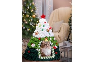 BOLYCEN DIY Christmas Tree Cat Beds for Indoor Cats, Christmas Cat House, Felt Christmas Cat Nest, for Pet, Christmas Tree Decoration for Cat, 20 x 24 Inches