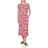 NIC+ZOE Womens Blurred Floral Ss Side Slit Midi Dress