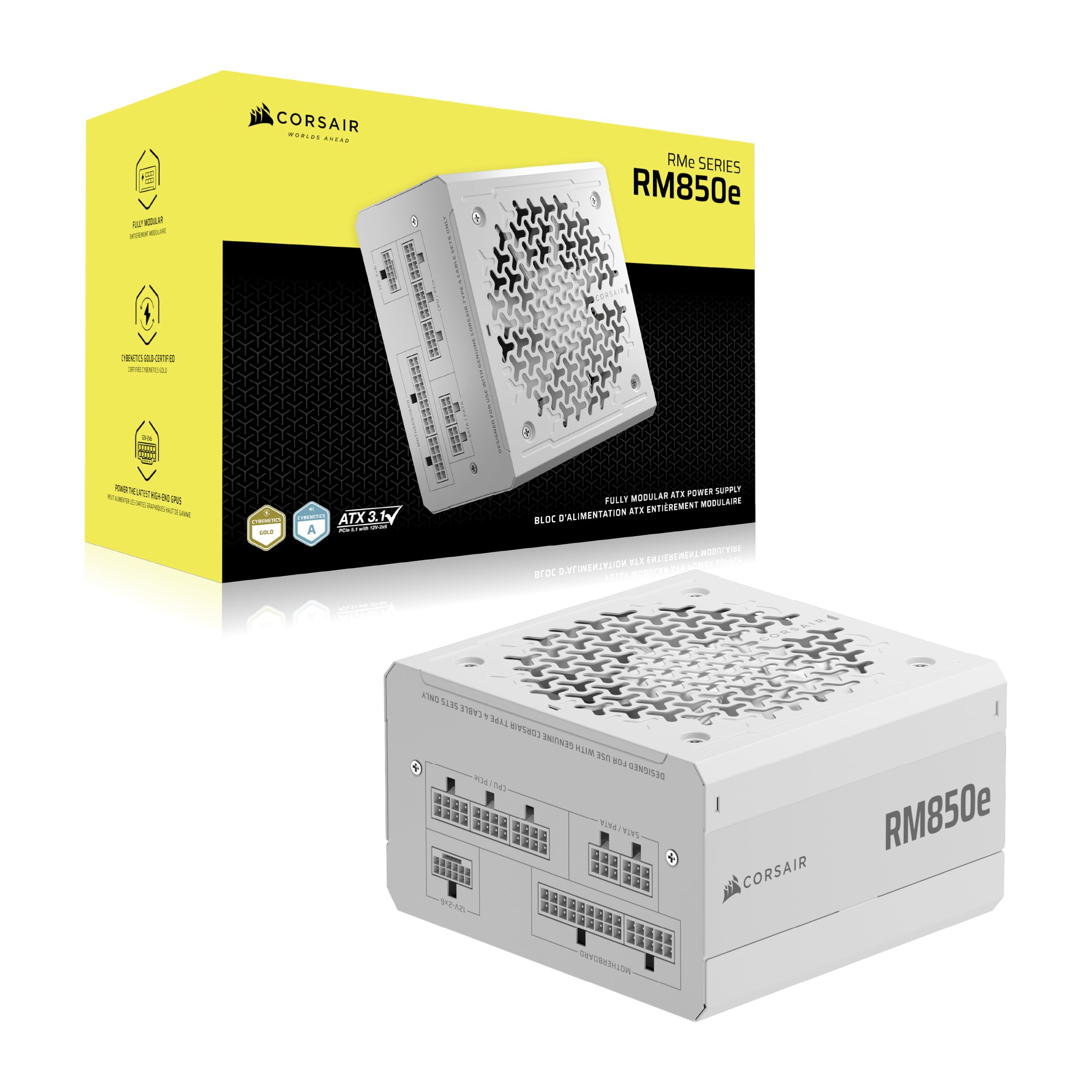 CORSAIR RM850e (2025) Geräuscharmes Vollständig Modulares ATX-Netzteil mit 12V-2x6 Kable – Zero RPM-Lüftermodus, ATX 3.1-Konform, PCIe 5.1-Unterstützung, Cybenetics Gold – Weiß 7