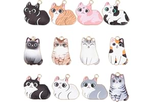 SUNNYCLUE 1 Box 24Pcs Cat Charms Bulk Enamel Cat Kitten Charm Cute Small Animal Pet Charms Black White Animals Cats Charms for Jewelry Making Charm DIY Necklace Earrings Bracelets Keychain Supplies