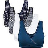 CAKYE 4 Pack Nursing Sleep Bras for Maternity and Breastfeeding Comfort Cotton Bralette