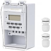 KERWINN 220V 30A Programmable Digital Timer Switch, 16 On/Off Timing Times | Automate lights, pumps and outdoor equipment with 16 programs, power-loss memory, key lock and protective cover.