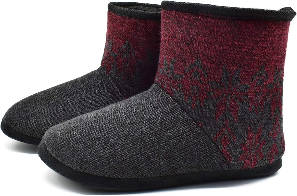 KuaiLu Mens Slippers Knitted WoolLike Plush Fleece Lined Slipper Boots