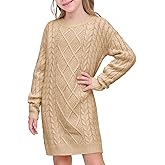 rrhss Girls Cable Knit Long Sleeve Sweater Dress Kids Fashion Fall Tunic Tops Outfits 3-12 Years