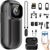 4K Mini WiFi Action Camera 128GB, Wearable Body Cam with 1.5" Screen | Thumb-Sized POV Camera with Charging Case, Helmet Mount, Magnetic Sport DV for Bike Cycling, Pet, Vlogging