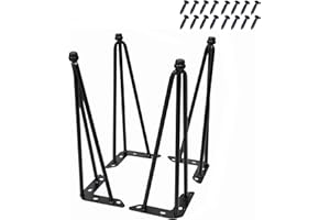 Home Soft Things Hairpin Metal Table Legs 15 Inch Legs for Furniture Coffee Bench Dining End Industrial Table Desk Set of 4 with Black Screws Adjustable Cushion Floor Protectors, 15"