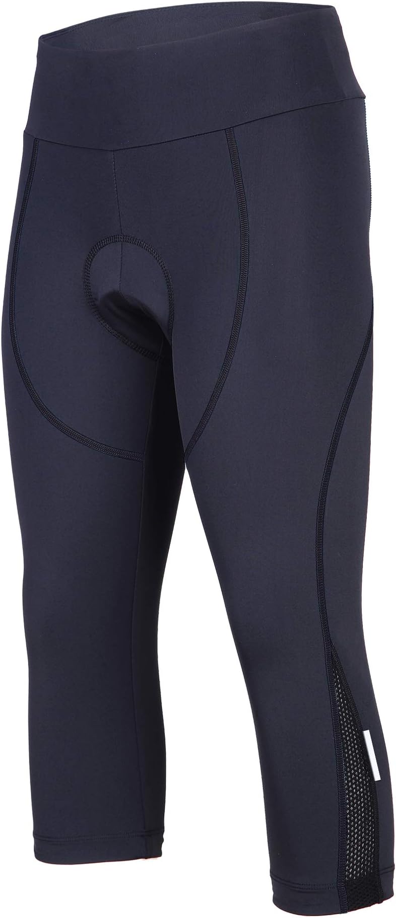 Women's Cycling Pants 3D Padded Bike Compression 3/4 Tights Bicycle Capri Pants with Wide Waistband(M,Black)
